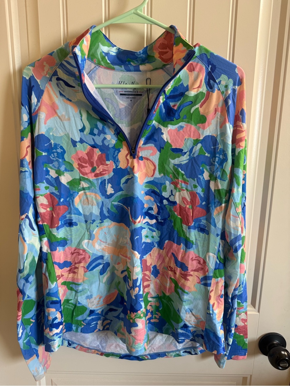 Walter Hagen Blue Multi Floral Quarter-Zip Pullover